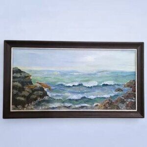 1978 Original Oceanside Painting with Seals - Signed by a name I cannot read